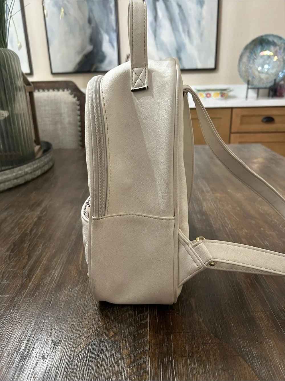 Juicy Couture Quilted Mini Backpack in Beige